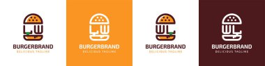 LW ve WL Burger Logosu, LW ya da WL harfleriyle burger ile ilgili her iş için uygundur..