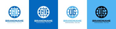 GU ve UG Globe Logo Seti, GU veya UG harfleriyle başlayan her iş için uygundur..