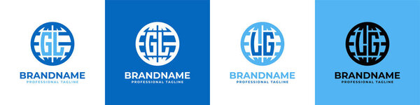 Набор букв GL и Globe, подходит для любого бизнеса с инициалами GL или GL.