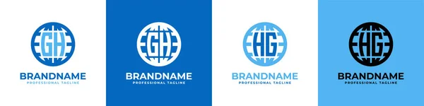 Carta Globe Logo Set Adecuado Para Cualquier Negocio Con Iniciales — Vector de stock