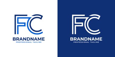 Harf FC Line Monogram Logosu, FC veya CF baş harfleri olan her iş için uygundur.