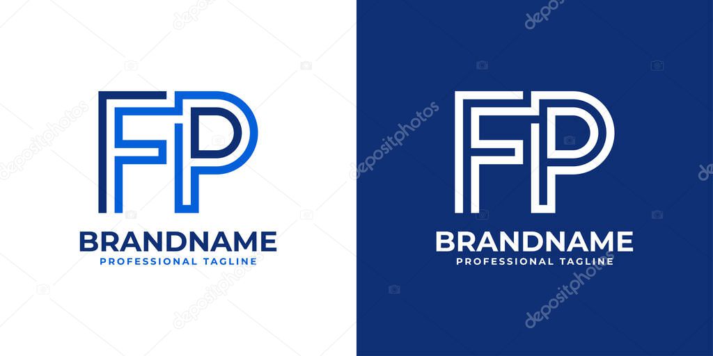 Letter FP Line Monogram Logo, suitable for any business with FP or PF initials.