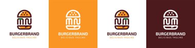 MN ve NM Burger Logosu, MN ve NM harfleriyle başlayan hamburgerler için uygun..