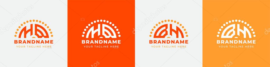 Letter BH and HB Sunrise  Logo Set, suitable for any business with BH or HB initials.