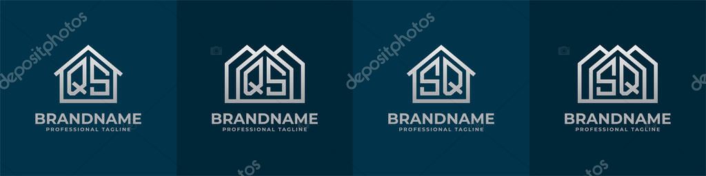 Letter QS and SQ Home Logo Set. Suitable for any business related to house, real estate, construction, interior with QS or SQ initials.