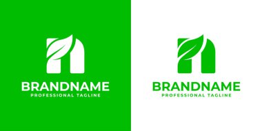 Yaprak, doğa, bitki, ekoloji veya N harfli çevre ile ilişkili iş için uygun harf N Yaprak Logosu.