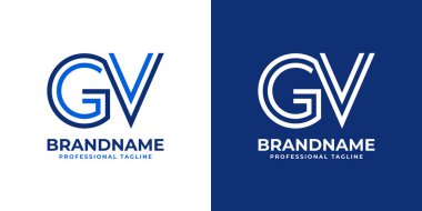 Harf GV Line Monogram Logosu, GV veya VG baş harfleri ile iş yapmak için uygun.