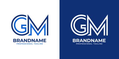 Harf GM Line Monogram Logosu, GM veya MG baş harfleri ile iş için uygun.