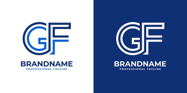 Harf GF Line Monogram Logosu, GF veya FG baş harfleri ile iş yapmak için uygun.