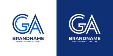 Harf GA Line Monogram Logosu, GA veya AG baş harfleri ile iş için uygun.