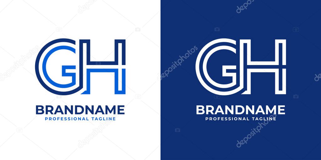 Letter GH Line Monogram Logo, suitable for business with GH or HG initials.
