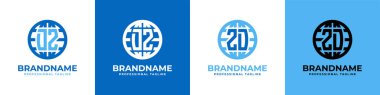 Harf DZ ve ZD Globe Logo Seti, DZ veya ZD baş harfleri olan her iş için uygundur.