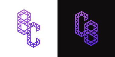 BC ve CB Polygon Logo Seti harfleri, BC ve CB baş harfleriyle çokgen ile ilişkili işler için uygundur.