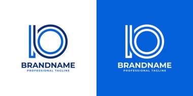IO Satır Monogram Logosu, IO veya OI harfleri ile iş yapmak için uygun.