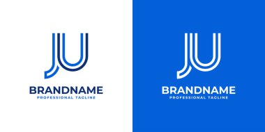 JU Satır Monogram Logosu, JU veya UJ baş harfleri ile iş yapmak için uygun.