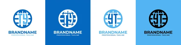 Carta Globe Logo Set Adecuado Para Cualquier Negocio Con Iniciales — Vector de stock