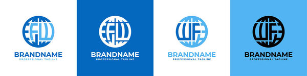 Набор букв FW и Globe, подходит для любого бизнеса с инициалами FW или Globe.