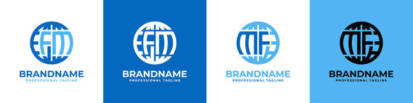 Набор букв FM и MF Globe подходит для любого бизнеса с инициалами FM или MF.