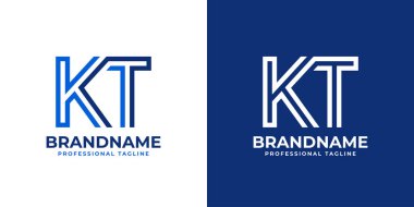 Harf KT Line Monogram Logosu, KT veya TK baş harfleri ile iş yapmak için uygun.