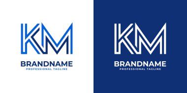KM Satırı Monogram Logosu, KM veya MK harfleri ile iş için uygun.