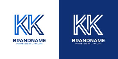 KK Satır Monogram Logosu, KK baş harfli her iş için uygundur.