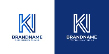 KI Satır Monogram Logosu KI veya IK baş harfleriyle iş yapmak için uygun.