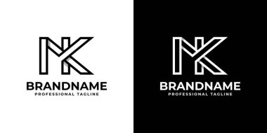 NK Monogram Logosu, NK veya KN baş harfli her iş için uygundur.