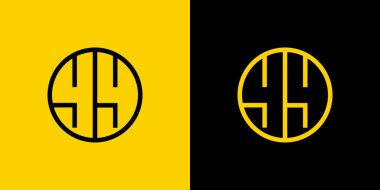 Basit YY Harf Çemberi Logosu Seti, YY ile iş yapmak için uygun.