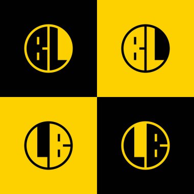 Basit BL ve LB Harf Çemberi Logosu Seti, BL veya LB başlangıcında iş için uygundur.