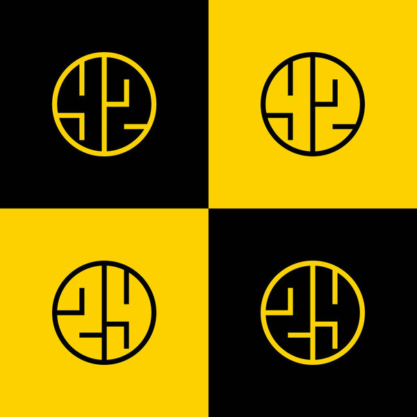 Simple YZ and ZY Letter Circle Logo Set, suitable for business with YZ or ZY initial.