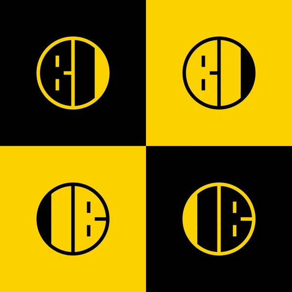 简单Bi和Ib字母圆环标志集 适用于Bi或Ib开头的业务 — 图库矢量图片