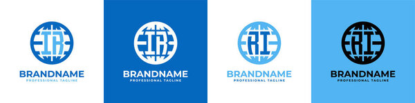 Letter IR and RI Globe Set, подходит для любого бизнеса с инициалами IR или RI.