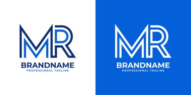 Harf MR Line Monogram Logosu, MR veya RM harfleri ile iş yapmak için uygun.