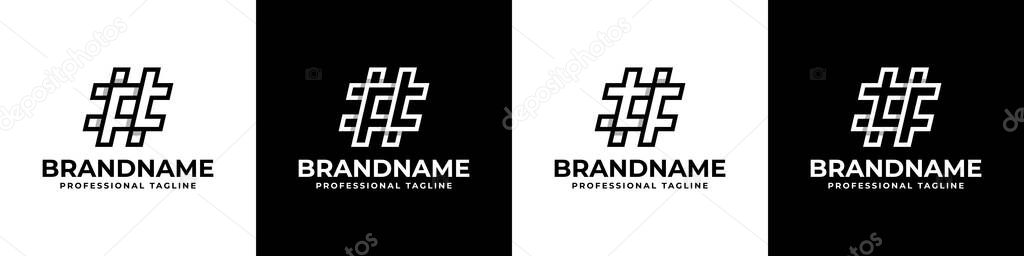 Letter FT and TF Hashtag Logo set, suitable for any business with TF or FT initials.