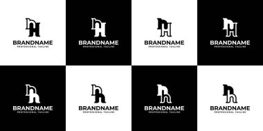 NH Harfi Monogram Logo Paketi, NH veya HN baş harfleri ile iş için uygun.