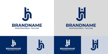 Harf HJ Monogram Logosu Seti, HJ veya JH baş harfleri ile iş yapmak için uygun.