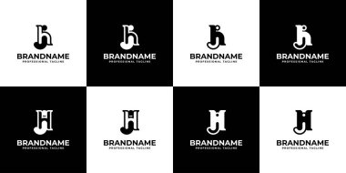Harf HJ Monogram Logosu Seti, HJ veya JH baş harfleri ile iş yapmak için uygun.