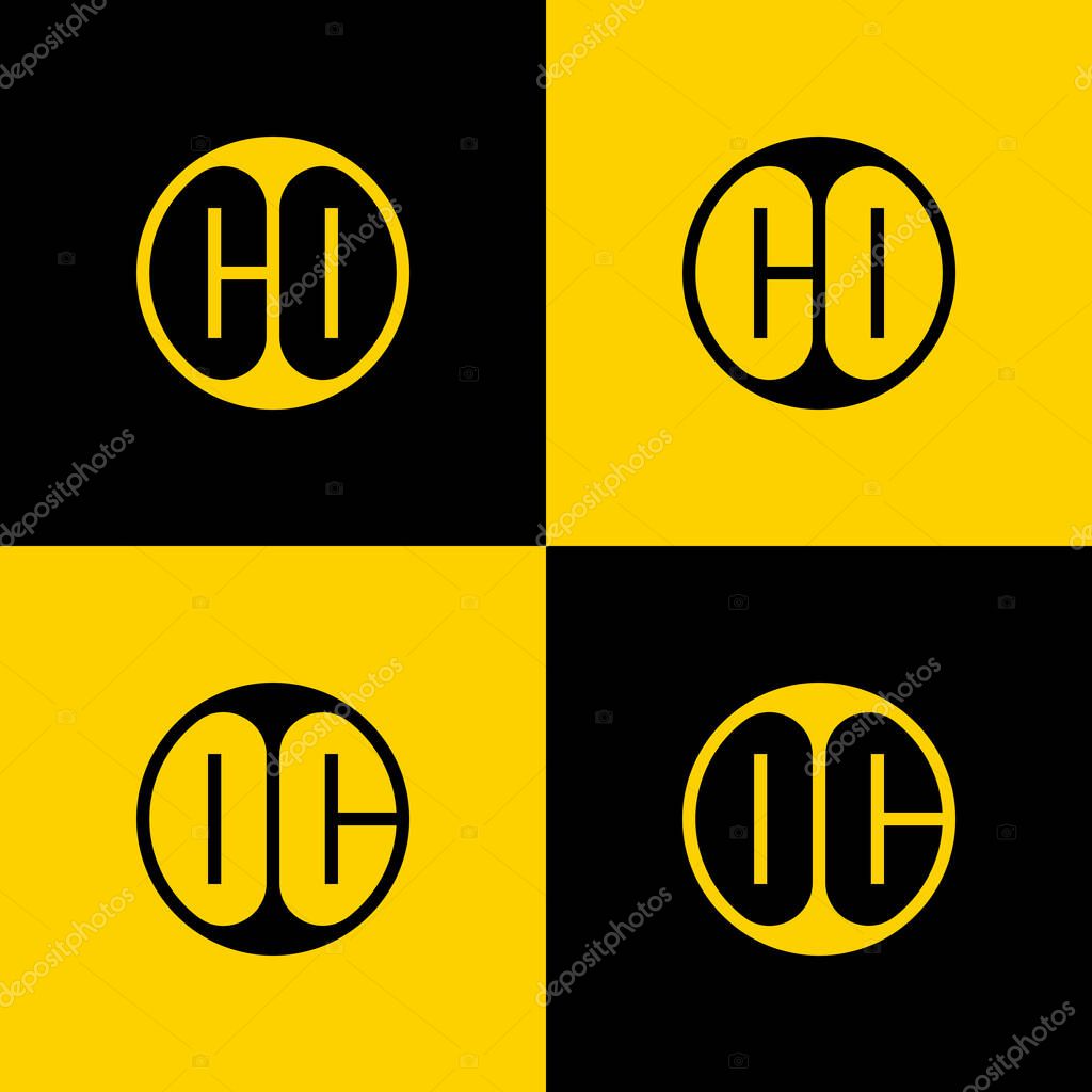 Simple CO and OC Letter Circle Logo Set, suitable for business with CO or OC initial