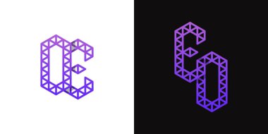 EO ve OE Polygon Logo Kümesi, EO ve OE baş harfleriyle çokgen ile ilişkili işler için uygundur