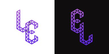 EL ve LE Polygon Logo Kümesi, EL ve LE baş harfleri ile çokgen ilişkili işler için uygundur