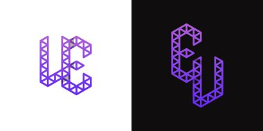 EV ve VE Polygon Logo Kümesi, EV ve VE harfleriyle çokgen ile ilişkili işler için uygundur