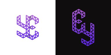 EY ve YE Polygon Logo Seti, EY ve YE harfleriyle çokgen ilişkili işler için uygundur