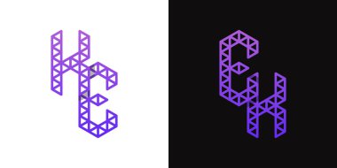 EK ve KE Polygon Logo Kümesi, EK ve KE harfleriyle çokgen ile ilişkili işler için uygundur