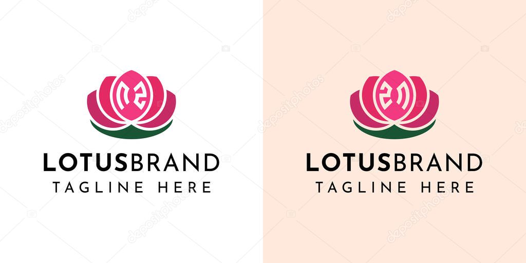Letter NZ and ZN Lotus Logo Set, suitable for business related to lotus flowers with NZ or ZN initials.