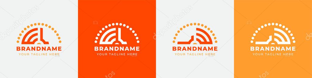 Letter LW and WL or LE and EL Sunrise  Logo Set, suitable for any business with LW, WL, LE, EL initials.