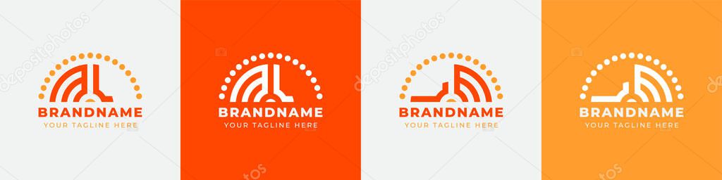 Letter LM and ML or LE and EL Sunrise  Logo Set, suitable for any business with LM, ML, LE, EL initials.