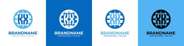 KX ve XK Globe Logo Set harfleri, KX veya XK baş harfleriyle başlayan her iş için uygundur.