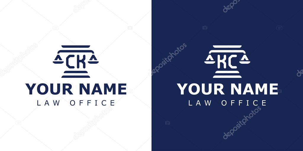 Letter CK and KC Legal Logo, suitable for lawyer, legal, or justice with CK or KC initials