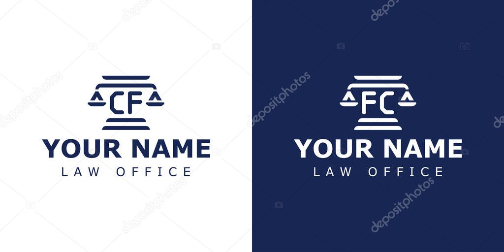 Letter CF and FC Legal Logo, suitable for lawyer, legal, or justice with CF or FC initials