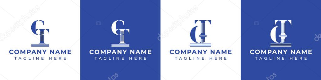 Letter GT and TG Pillar Logo Set, suitable for business with GT and TG related to Pillar